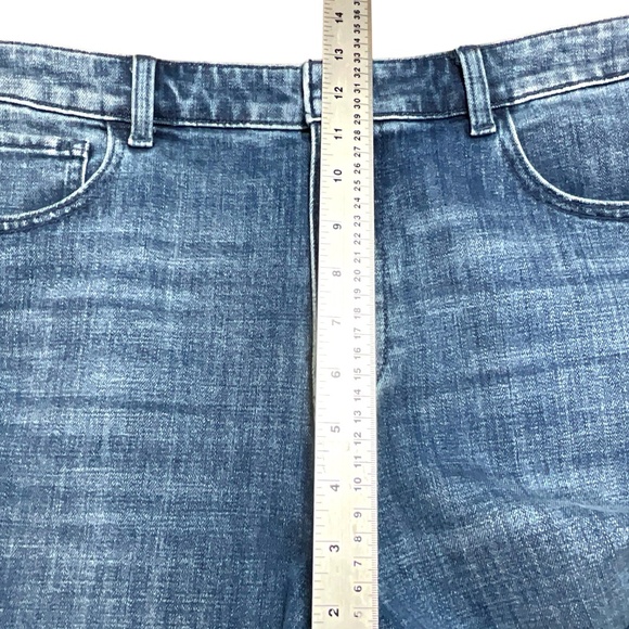 TALBOTS Cotton High Rise Straight Ankle Jean Lace Sequin Tuxedo Stripe US Sz 16 - Picture 6 of 11